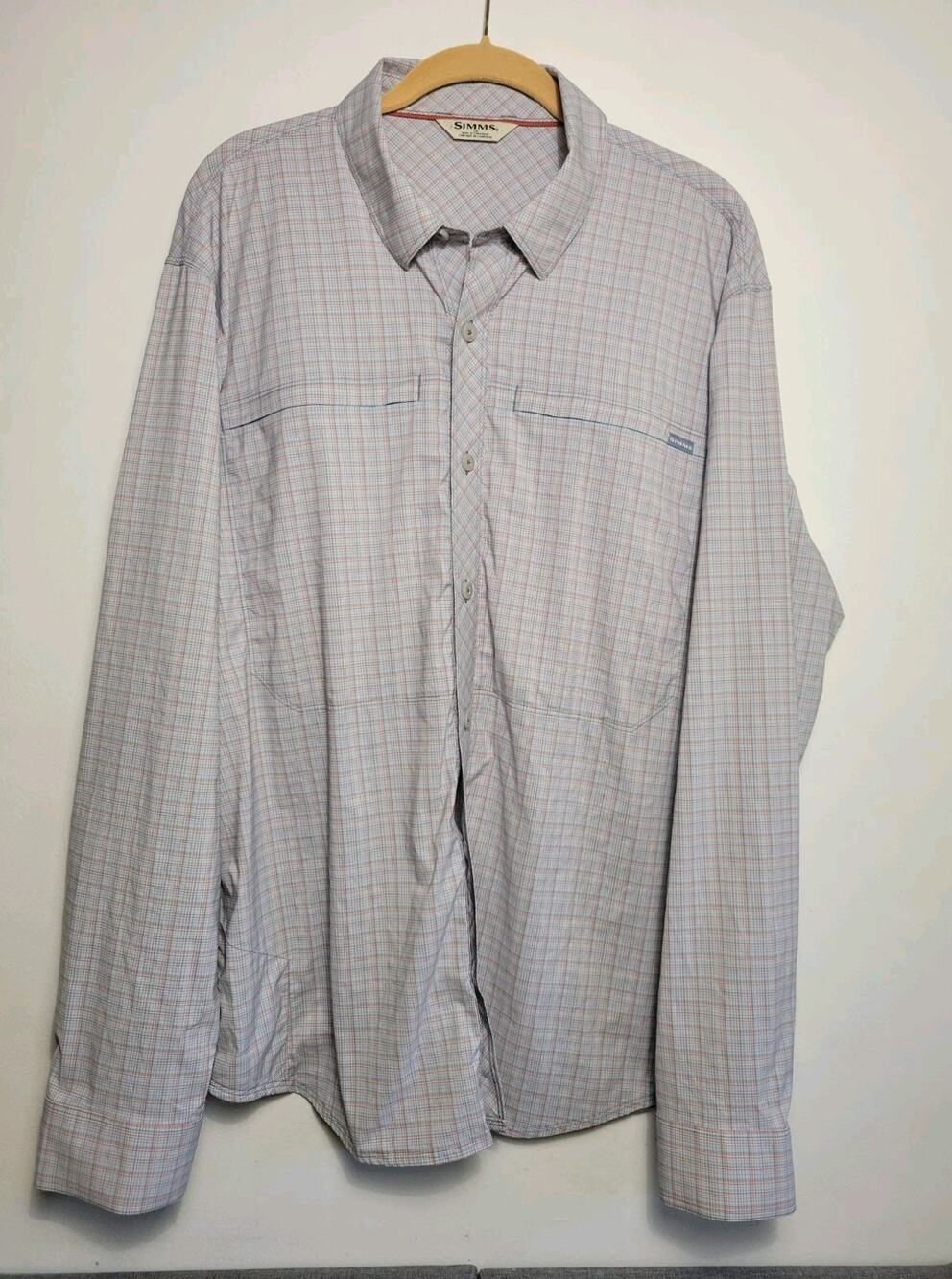 Simms Fishing Stone Cold Mens Large UPF 50 Long Sleeve Brrr Button Up Shirt